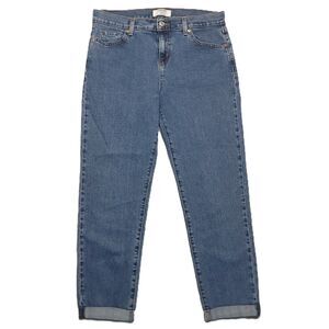 Levis Denizen Boyfriend Jeans Womens 2 Cuffed Blue Stretch Denim